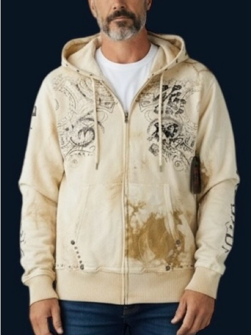 Men’s hoodie | RARE Key Closet Embellished full zip Hoodie NWT size XL $358